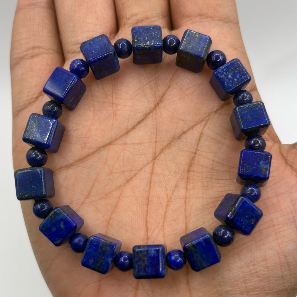 High Quality Lapis Lazuli Cube Crystal Bracelet 9mm
